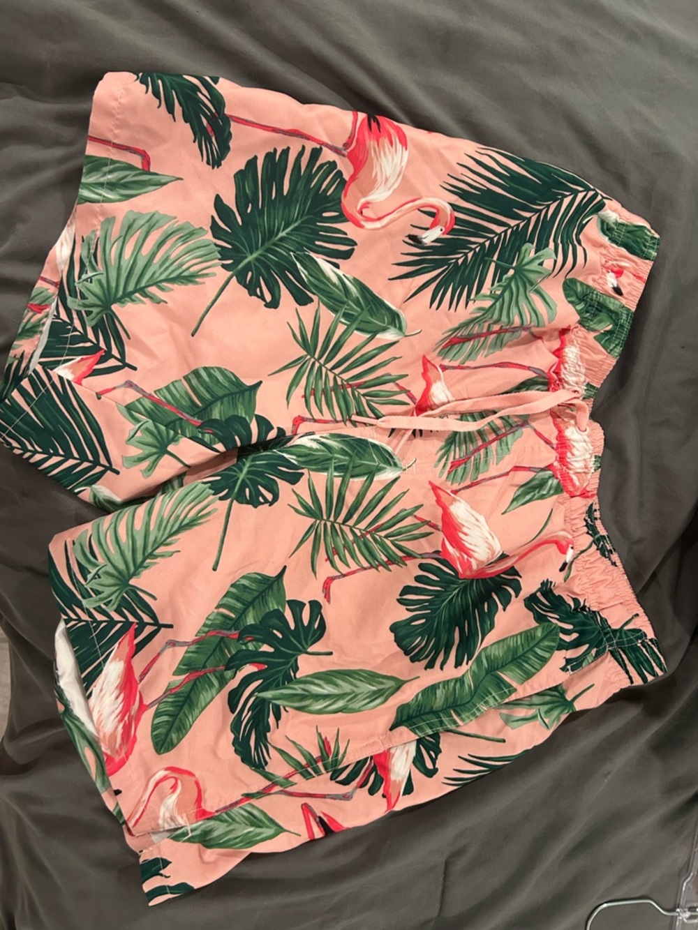 Men's Old Navy SET Pink Flamingo Button-Up Shirt and Swim Trunks Size Medium